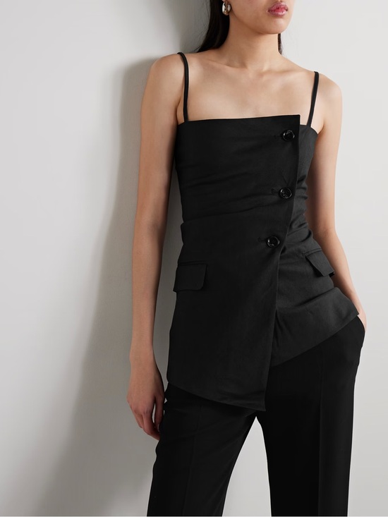 Acne Studios Tops - Acne Studios Black Linen-blend Twill Top